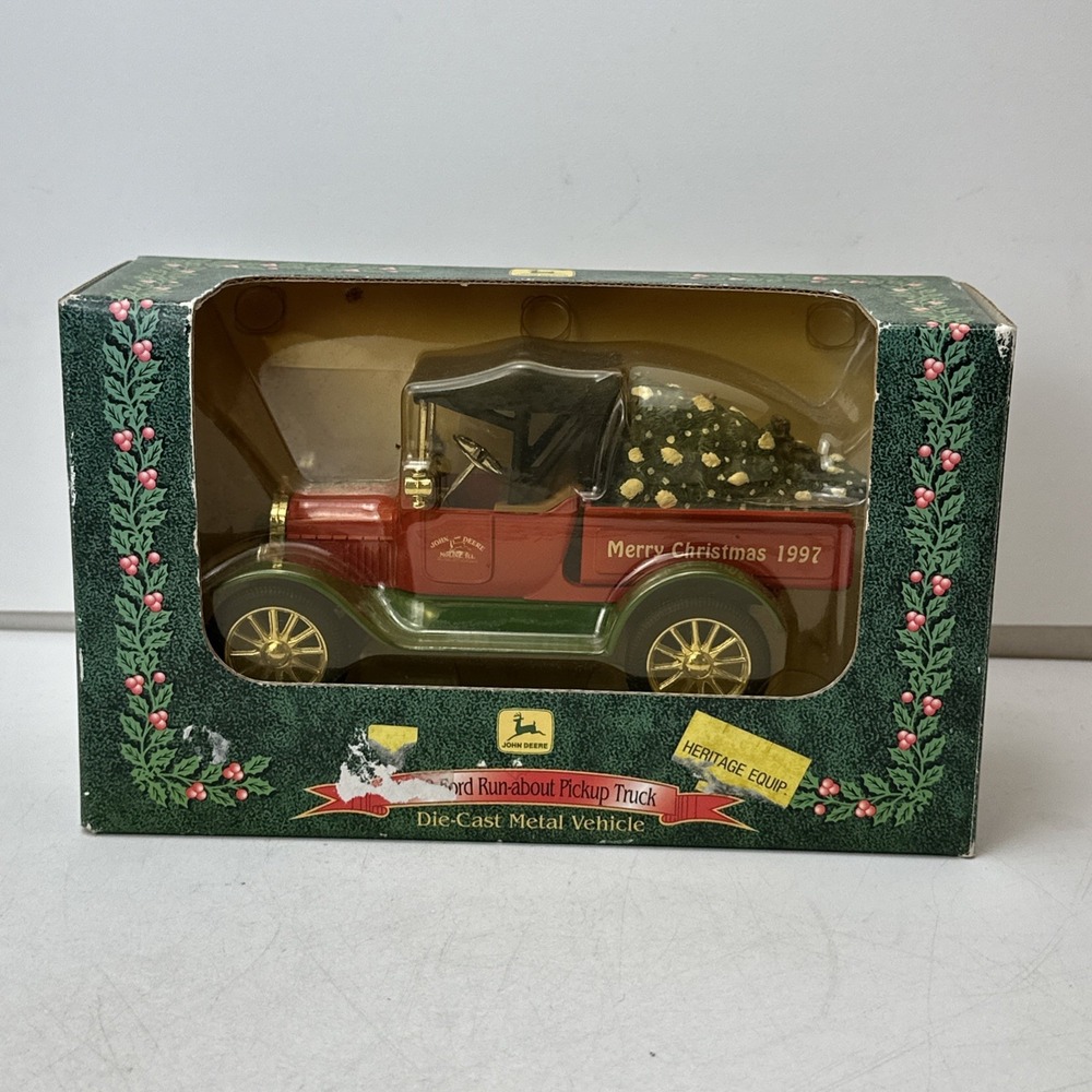 ERTL John Deere 1918 Die-Cast Ford Run-About Pickup Truck W/ Christmas Tree